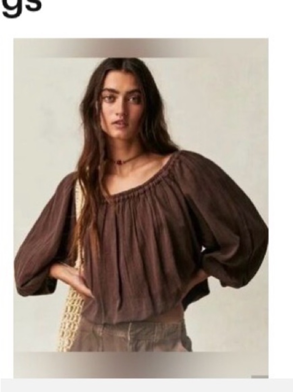 Free People, We The Free Brown Bubble Bottom Top, NWOT Small